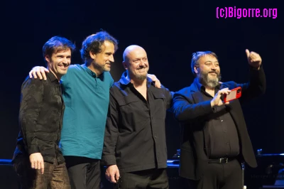 Paul Lay, Baptiste Trotignon, Bojan Z et Eric Legnini sur la scène du Parvis./ Stéphane Boularand (c)Bigorre.org