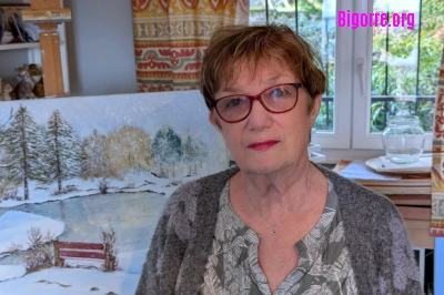 Elisabeth Moliner dans son atelier à Louey/ Stéphane Boularand (c)Bigorre.org