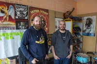 Yannick Boudou et Alex Gardey, la moitié de Fretswing dans les locaux de La Gespe/ Stéphane Boularand (c)Bigorre.org